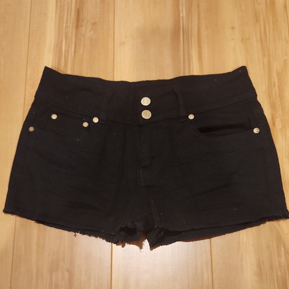 Refuge Black High Waist Denim Shorts